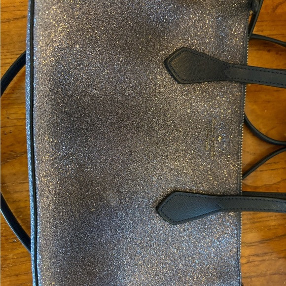 Kate Spade Lola Joeley Tinsel Shimmer Glitter Black Satchel Crossbody - Picture 6 of 11